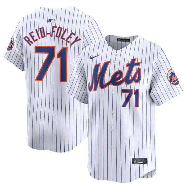Men%27s New York Mets #71 Sean Reid-Fole White 2024 Home Limited Stitched Baseball Jersey Dzhi